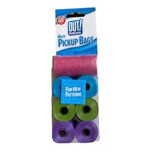 Out! PetCare Waste Bags Rainbow Pick Up 8 Rolls - 120 Count - NEW